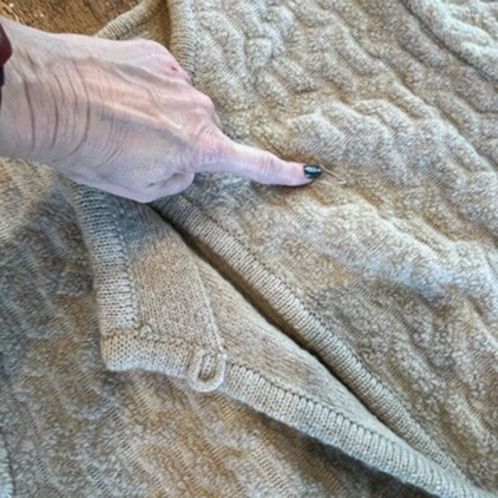 LeRoy Knitwear Vintage Sweater Duster Mohair Beige Pockets Small - Picture 11 of 11